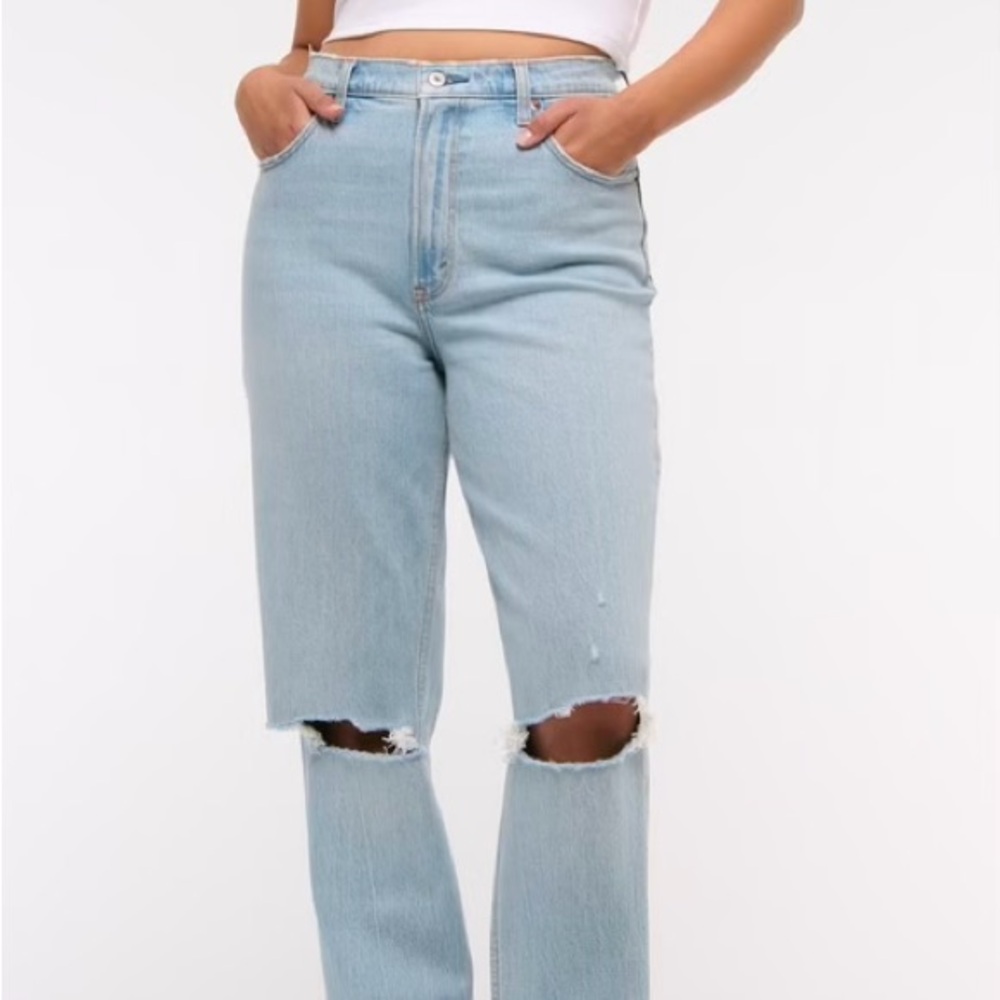 Abercrombie & Fitch The Skinny High Rise Blue Distressed Jeans - Picture 1 of 6